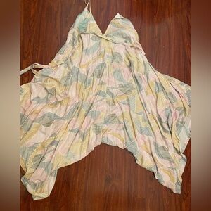 World Market Wide Leg Harem Jumpsuit with tie belt Sz Small Oversized READ